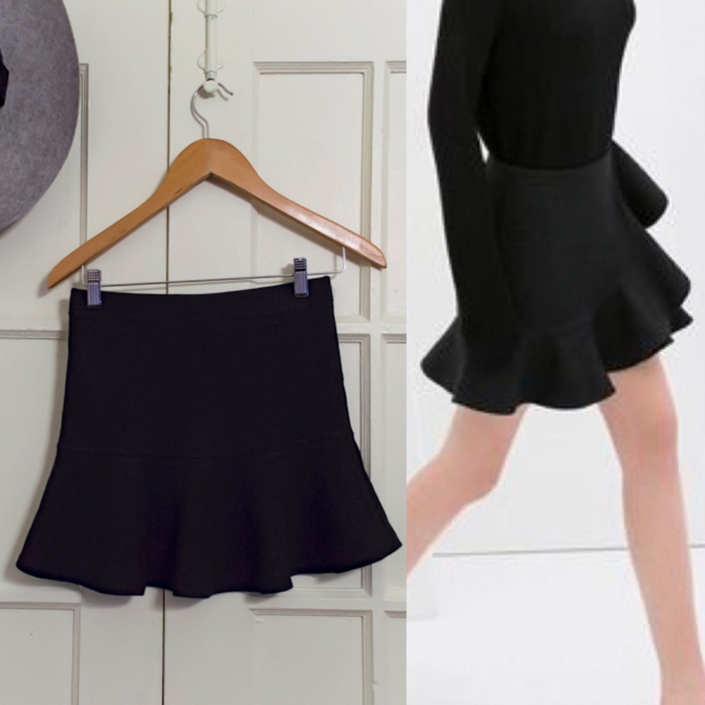 Black flare mini skirt
